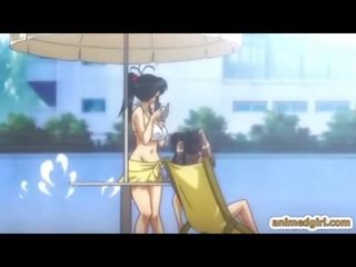 Shemale hentai bigboobs footjob and hard fucked in the swimming pool